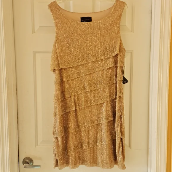 gold metallic tiered dress self-portrait - Gold Metallic Tiered Dress main image 0